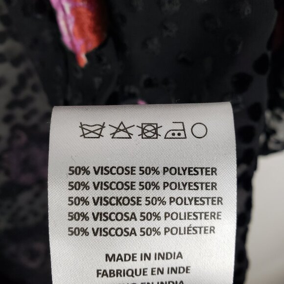 Saachi Anthropologie Dotty Velvet Burnout Kimono Black Pink Floral Wrap One Size - Picture 9 of 9